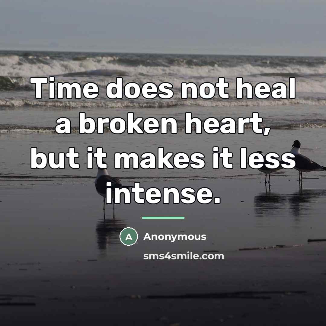 “Time does not heal a broken heart, but it makes…” quote by Anonymous