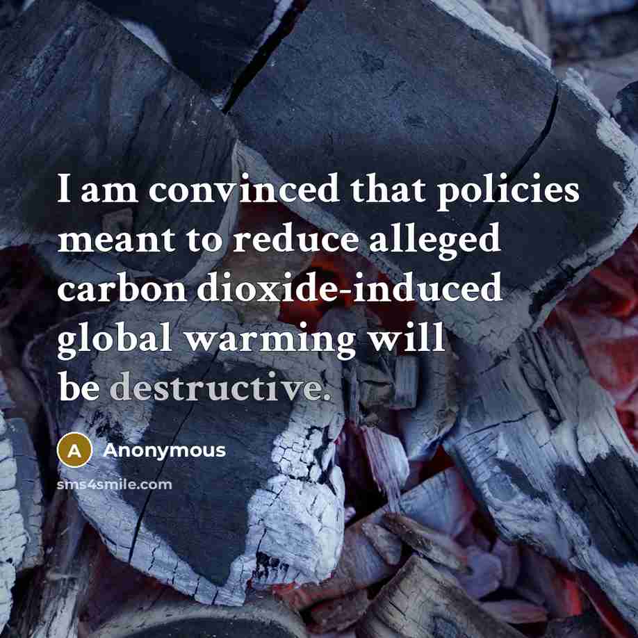 “I am convinced that policies meant to reduce alleged carbon…” quote by Anonymous