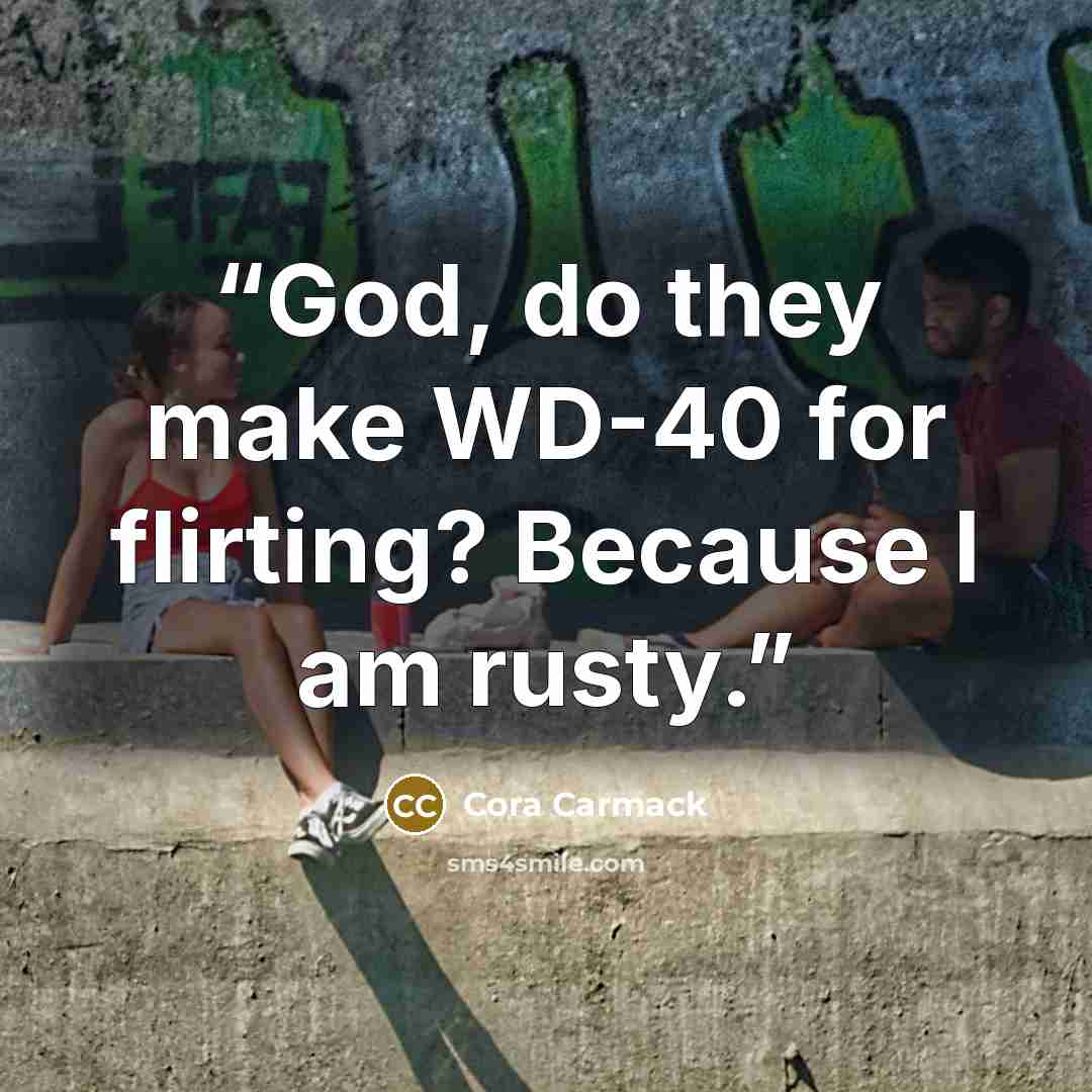 “God, do they make WD-40 for flirting? Because I am rusty.” quote by Cora Carmack