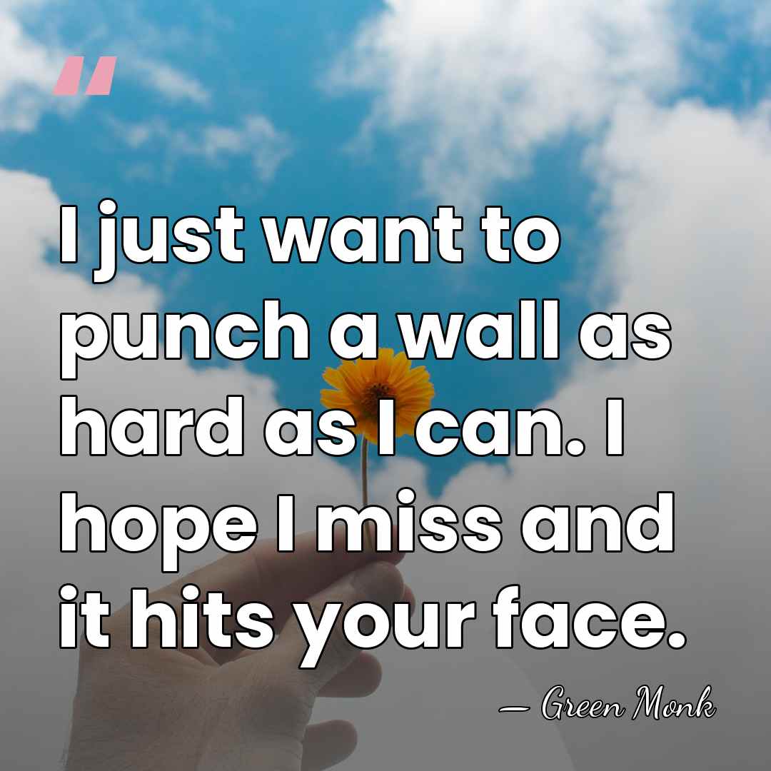 I just want to punch a wall as hard as I can.&hellip; - Green Monk