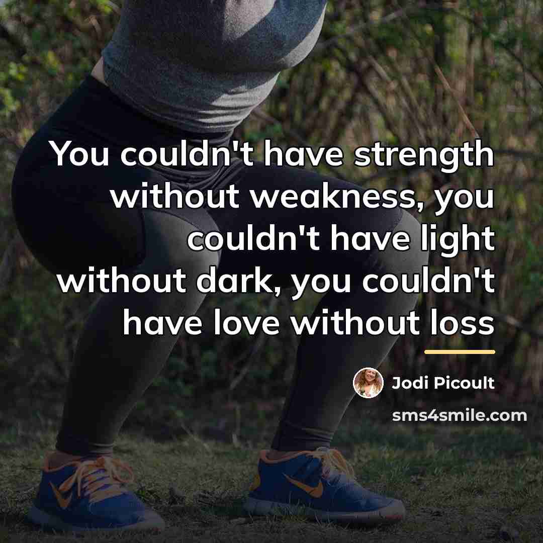 “You couldn't have strength without weakness, you couldn't have light…” quote by Jodi Picoult