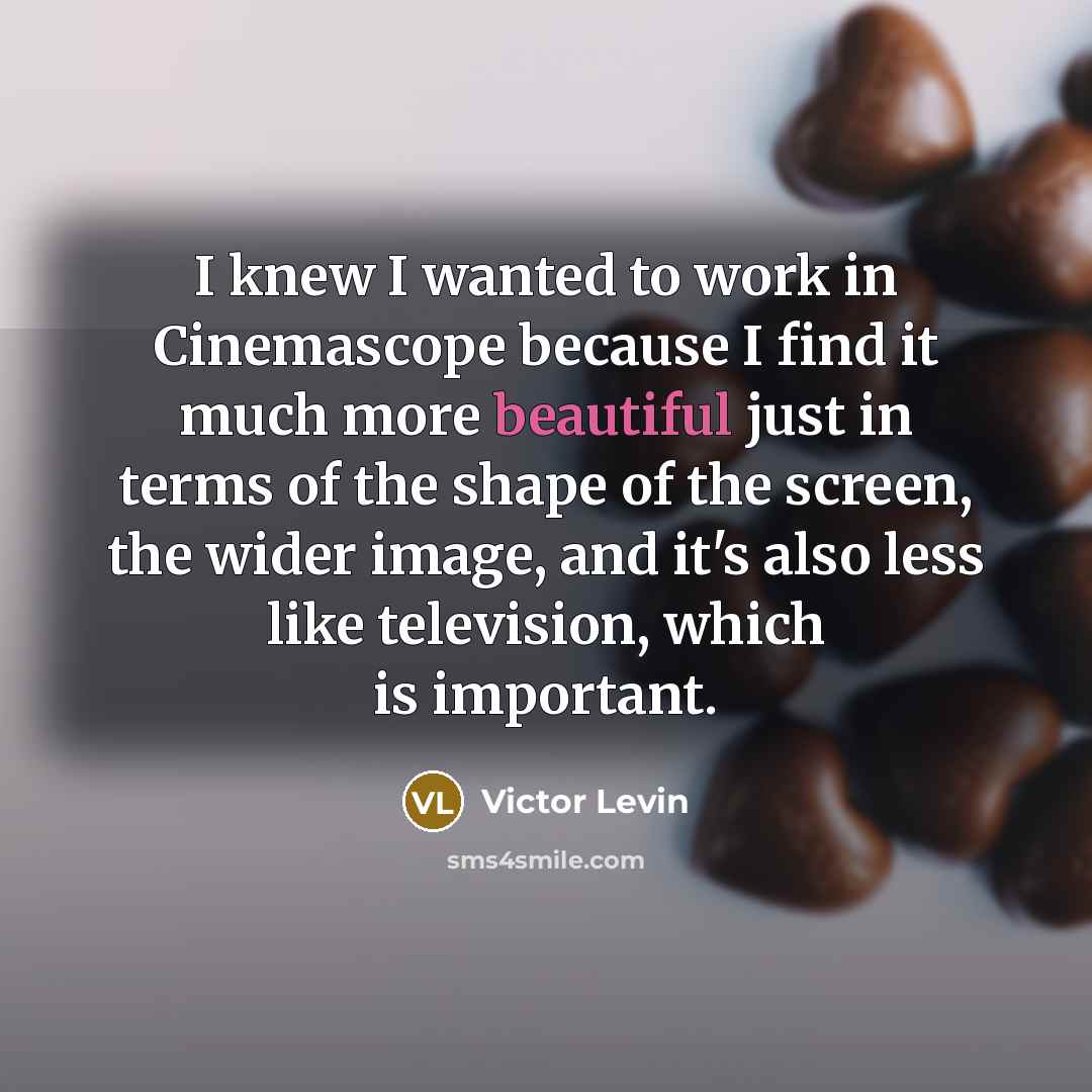 “I knew I wanted to work in Cinemascope because I…” quote by Victor Levin