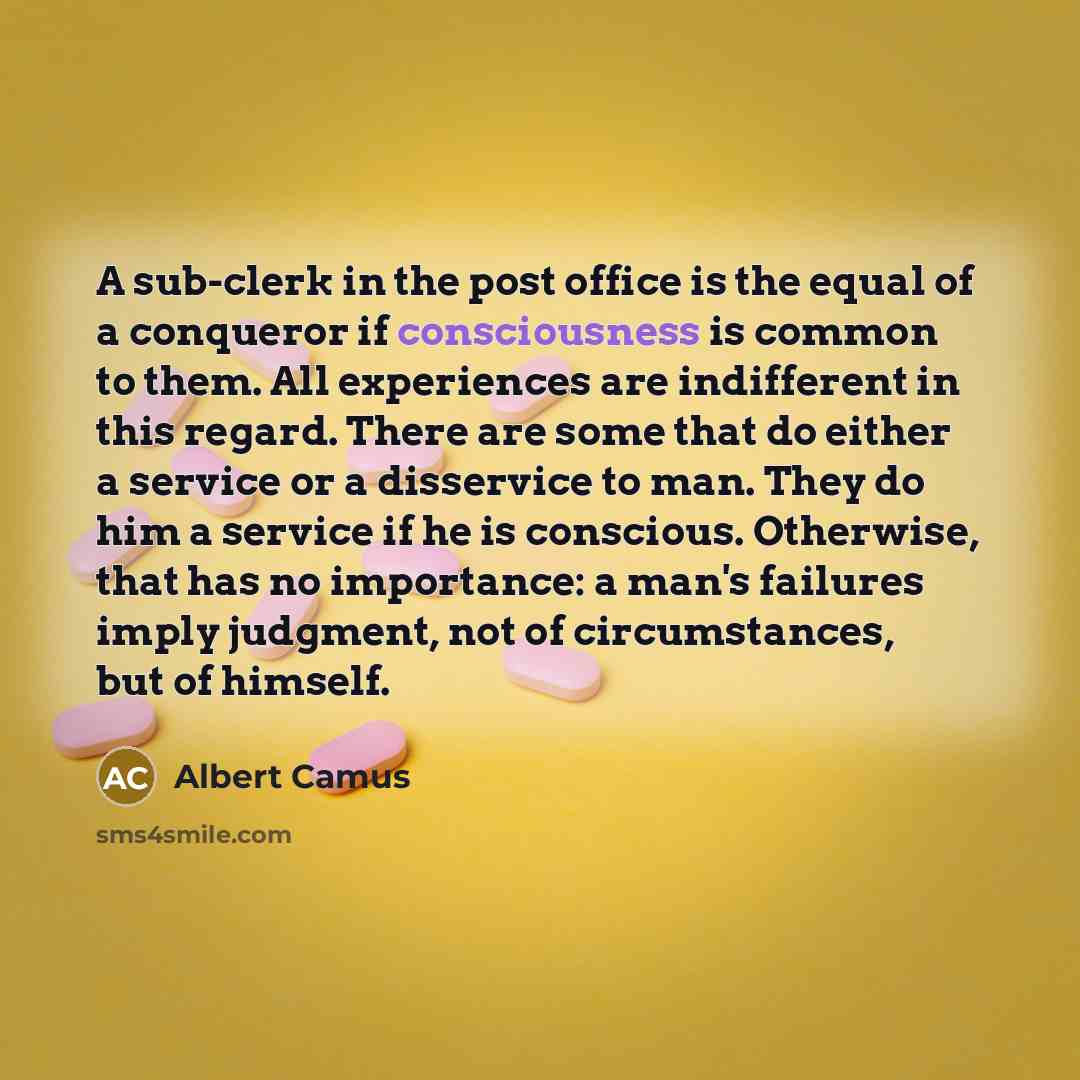 “A sub-clerk in the post office is the equal of…” quote by Albert Camus