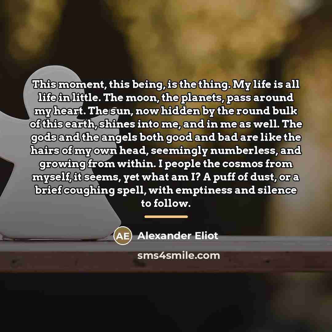 “This moment, this being, is the thing. My life is…” quote by Alexander Eliot