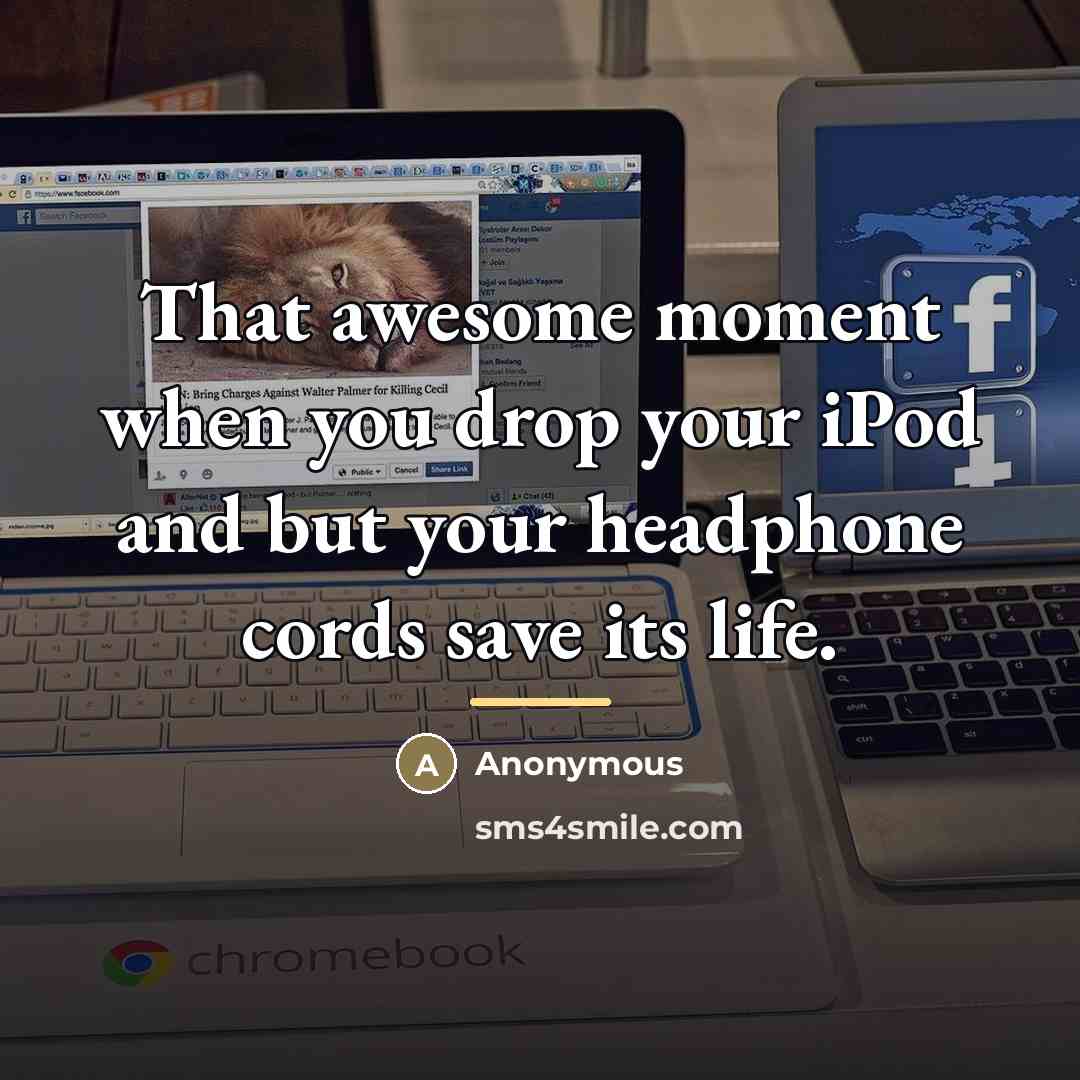 “That awesome moment when you drop your iPod and but…” quote by Anonymous