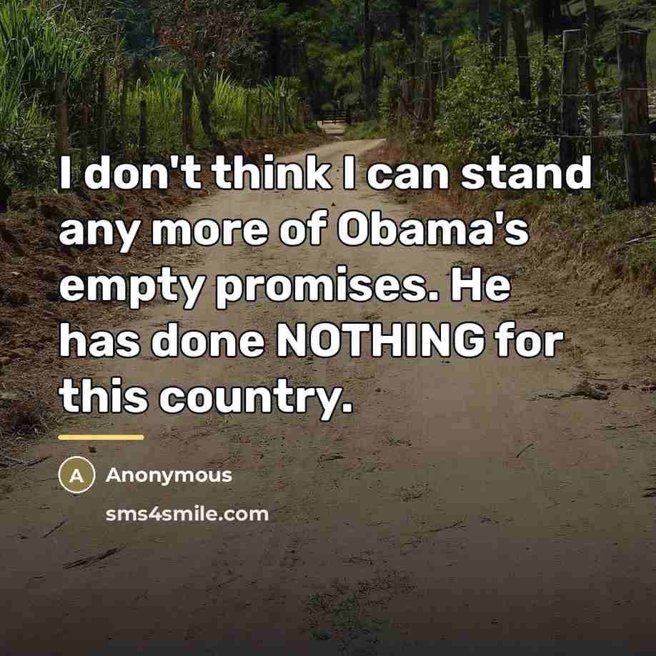 “I don't think I can stand any more of Obama's…” quote by Anonymous