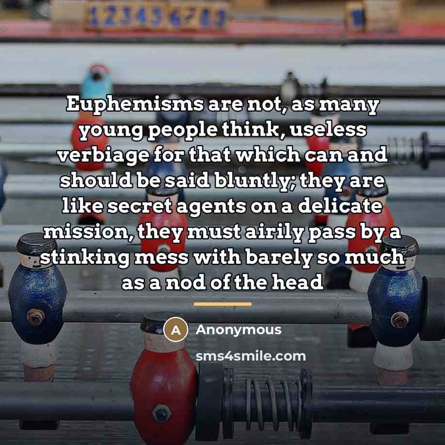 “Euphemisms are not, as many young people think, useless verbiage…” quote by Anonymous