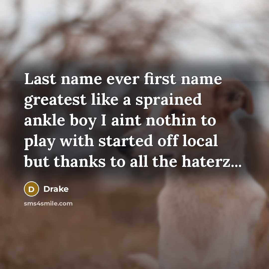 “Last name ever first name greatest like a sprained ankle…” quote by Drake