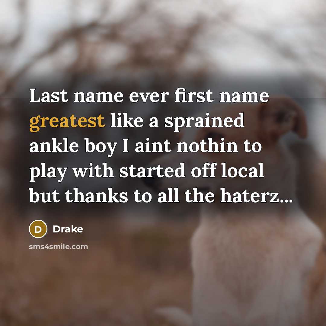 “Last name ever first name greatest like a sprained ankle boy I aint nothin to play with started off local but thanks to all the haterz...” quote by Drake