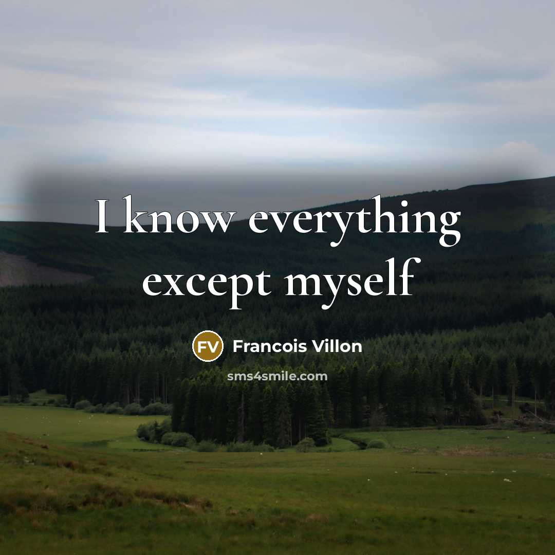 “I know everything except myself” quote by Francois Villon
