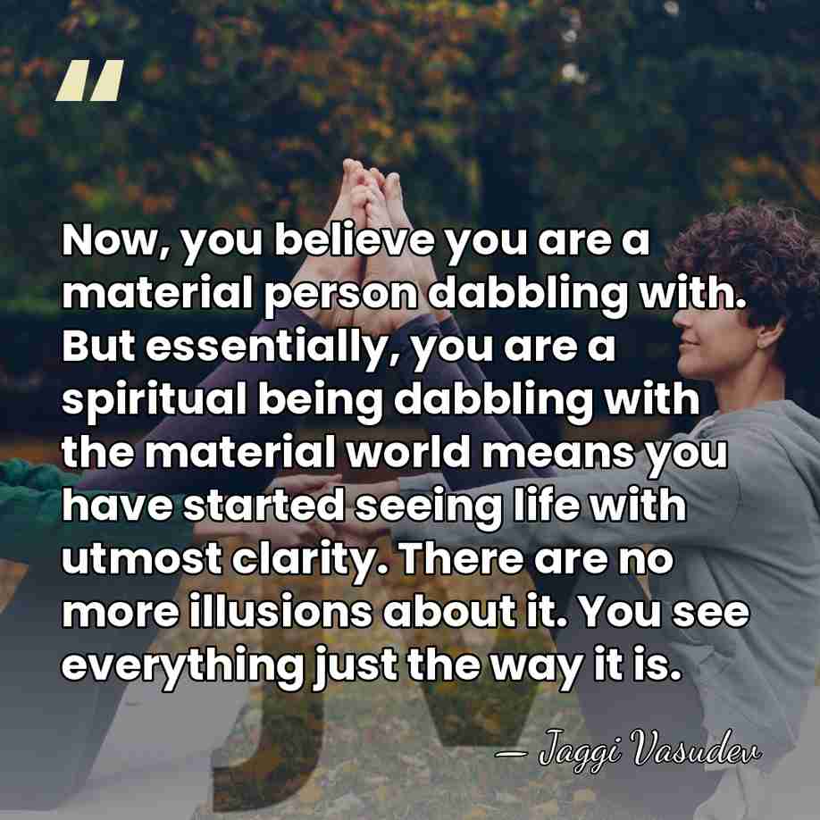 Now, you believe you are a material person dabbling with. But essentially,&hellip; - Jaggi Vasudev