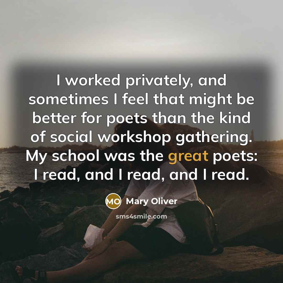 “I worked privately, and sometimes I feel that might be…” quote by Mary Oliver