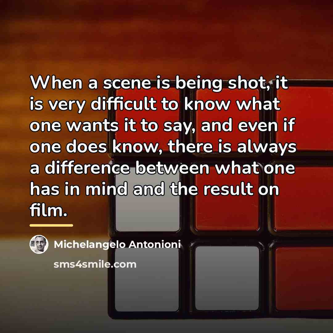 “When a scene is being shot, it is very difficult…” quote by Michelangelo Antonioni