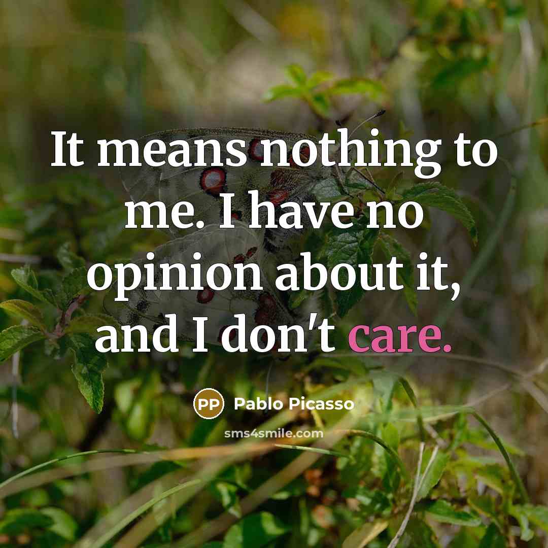 “It means nothing to me. I have no opinion about…” quote by Pablo Picasso