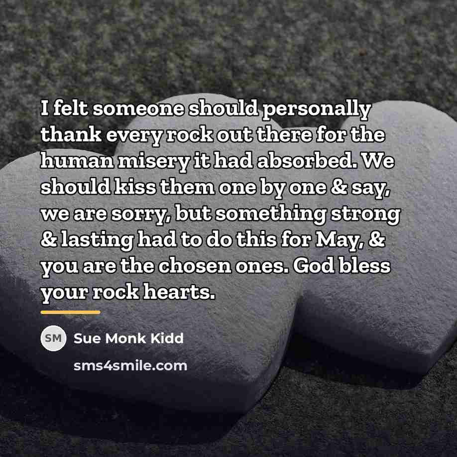 “I felt someone should personally thank every rock out there…” quote by Sue Monk Kidd