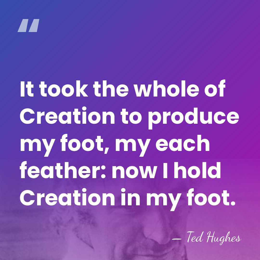 It took the whole of Creation to produce my foot, my each&hellip; - Ted Hughes