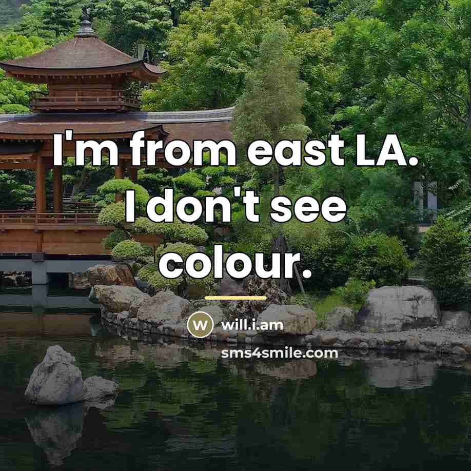 “I'm from east LA. I don't see colour.…” quote by will.i.am