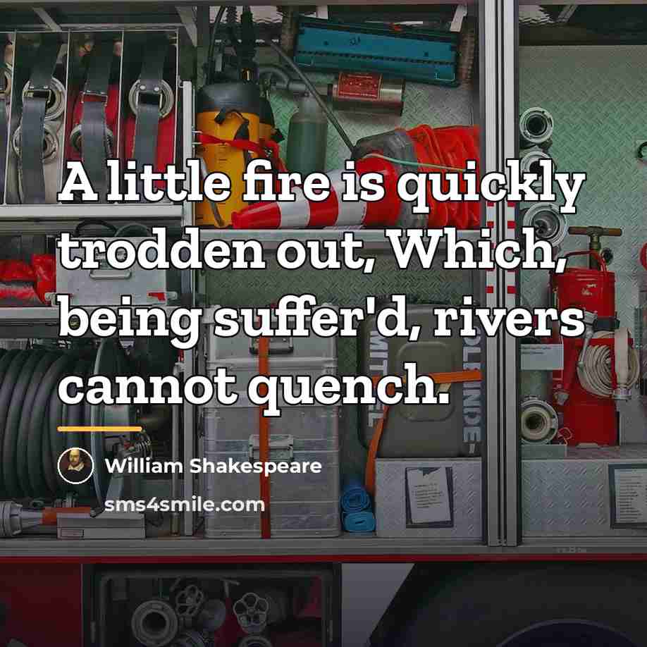 “A little fire is quickly trodden out, Which, being suffer'd,…” quote by William Shakespeare