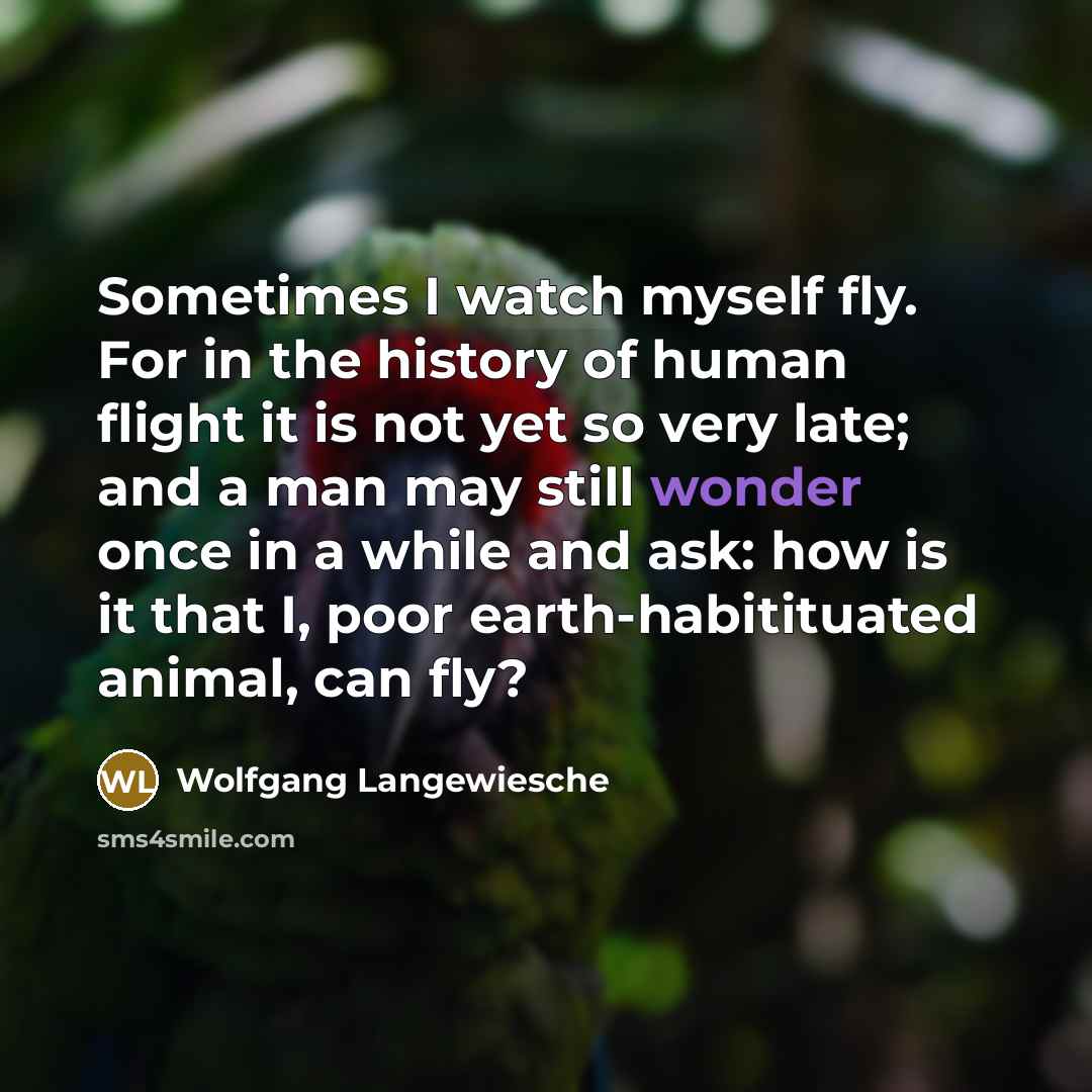 “Sometimes I watch myself fly. For in the history of…” quote by Wolfgang Langewiesche