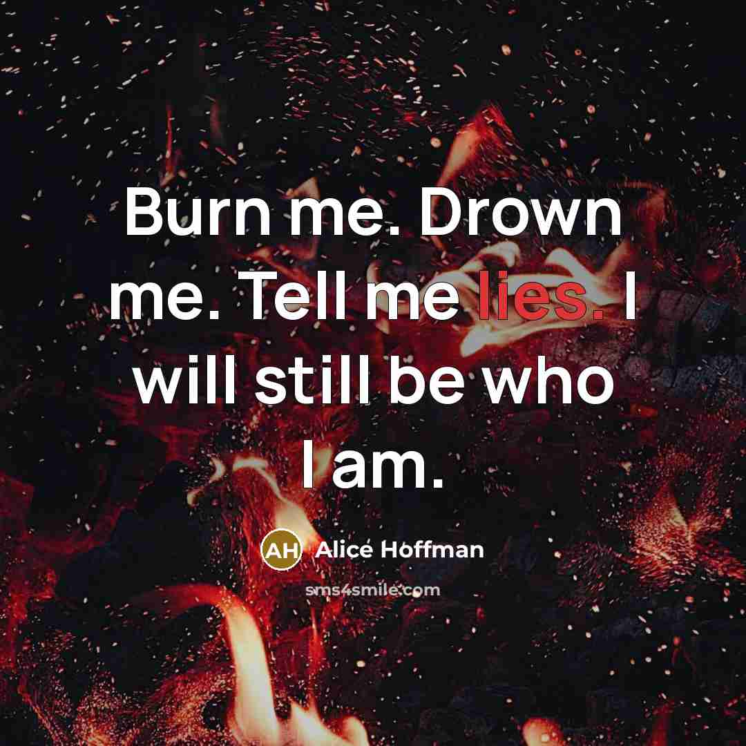“Burn me. Drown me. Tell me lies. I will still…” quote by Alice Hoffman