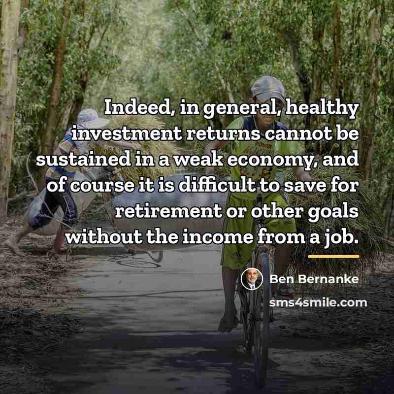 “Indeed, in general, healthy investment returns cannot be sustained in…” quote by Ben Bernanke