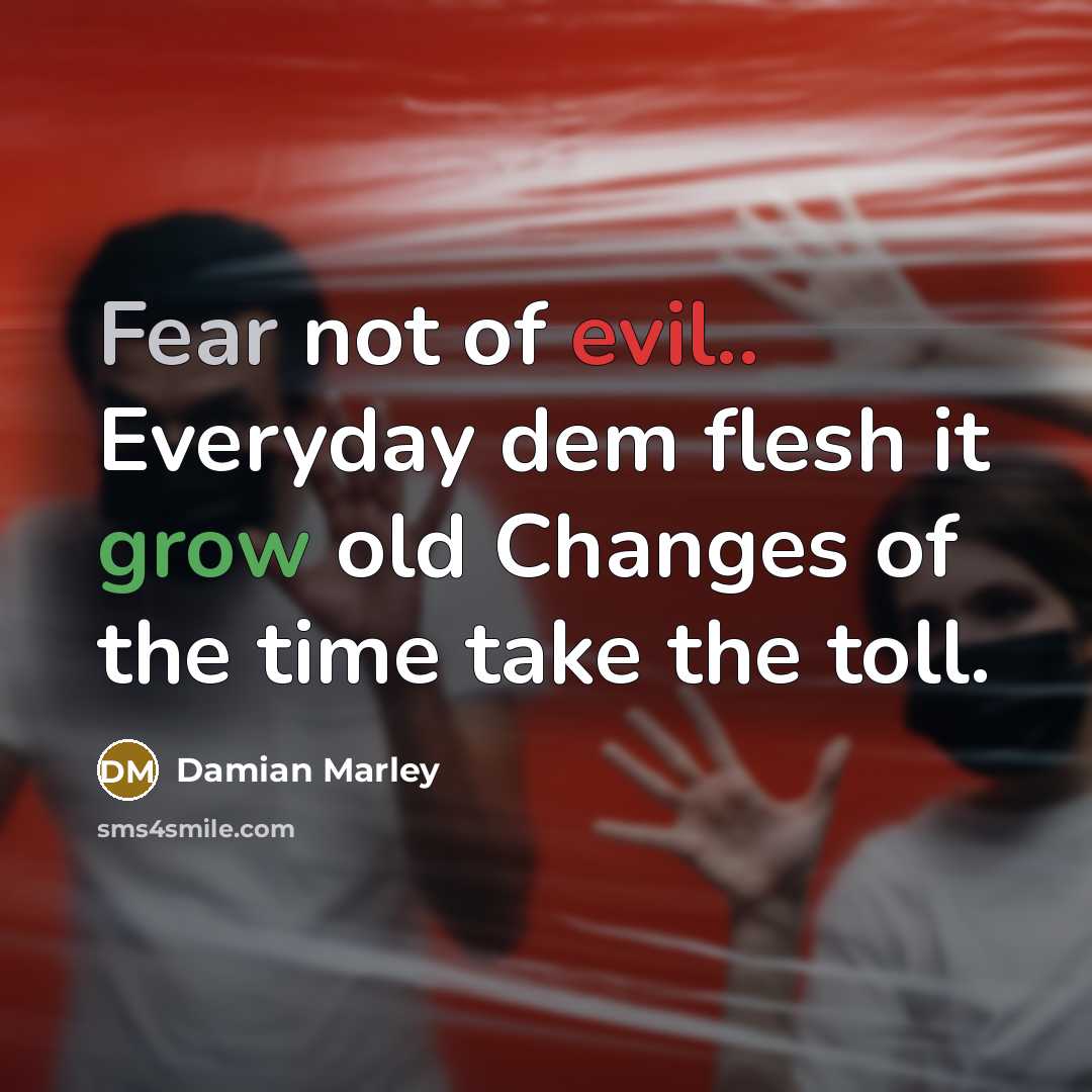 “Fear not of evil.. Everyday dem flesh it grow old…” quote by Damian Marley