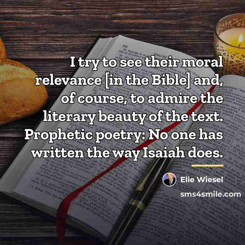 “I try to see their moral relevance [in the Bible]…” quote by Elie Wiesel