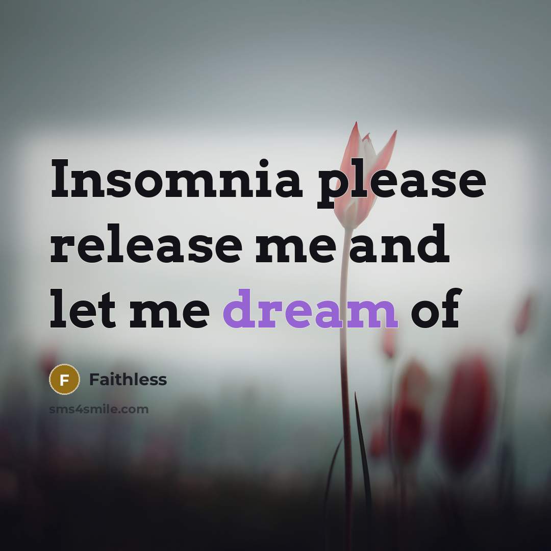 “Insomnia please release me and let me dream of…” quote by Faithless
