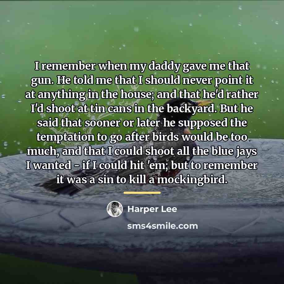 “I remember when my daddy gave me that gun. He…” quote by Harper Lee