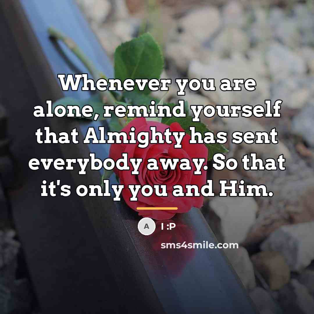“Whenever you are alone, remind yourself that Almighty has sent…” quote by I :P