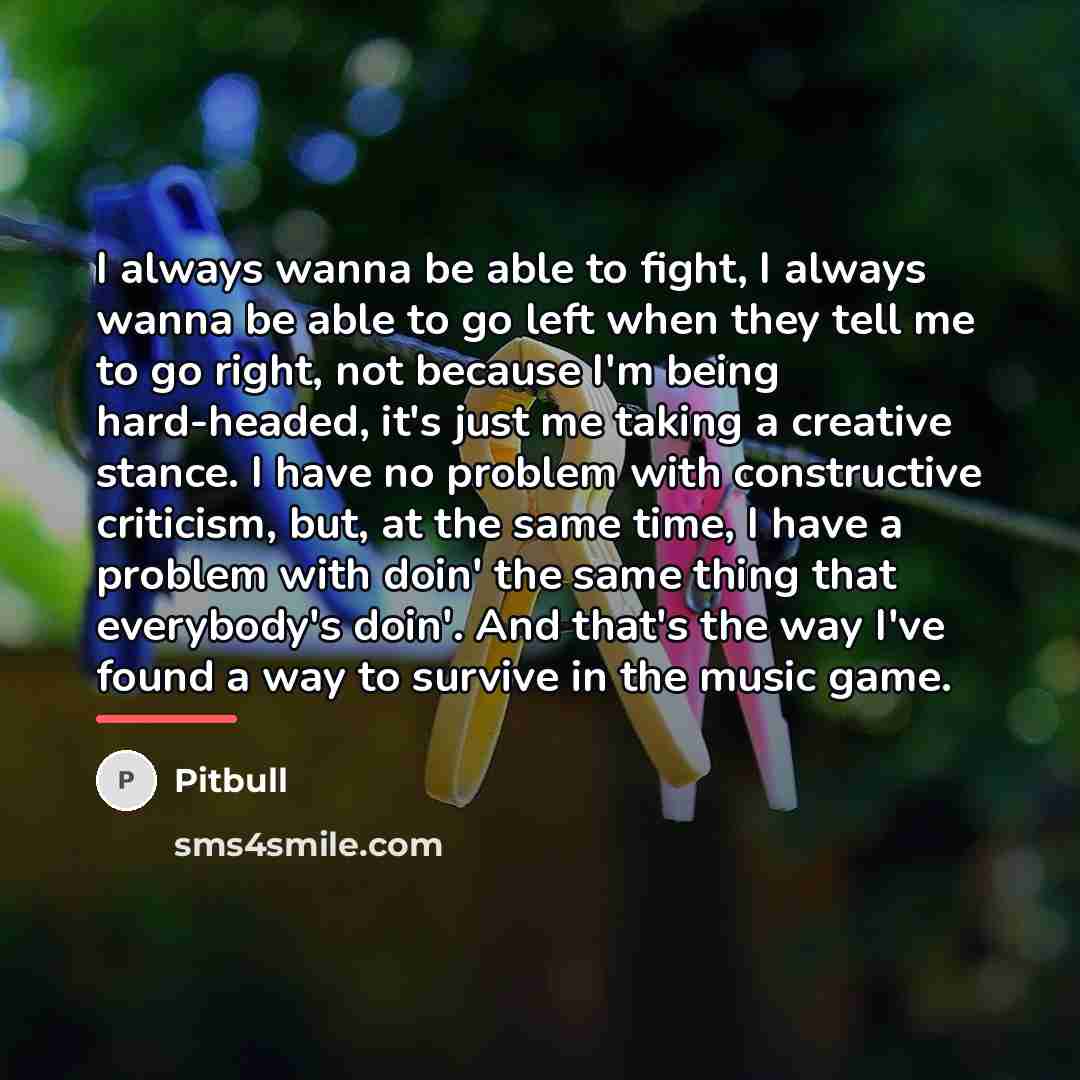 “I always wanna be able to fight, I always wanna…” quote by Pitbull