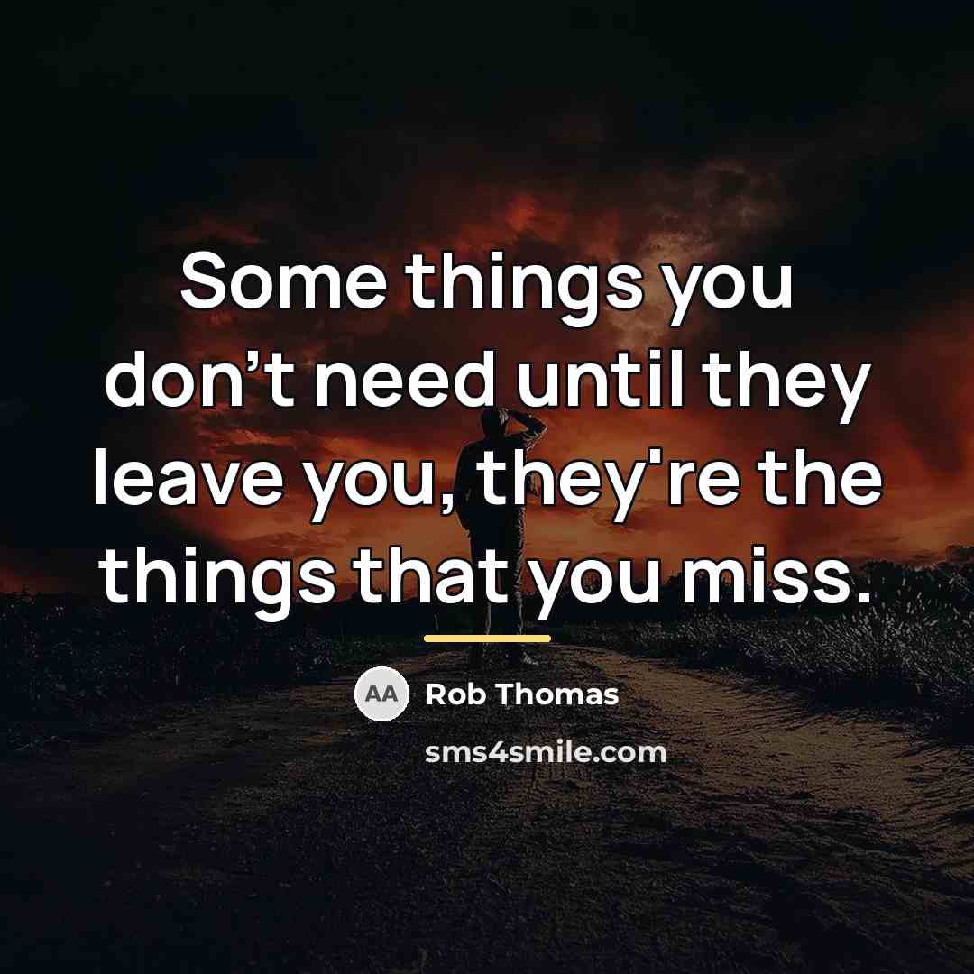 “Some things you don't need until they leave you, they're…” quote by Rob Thomas