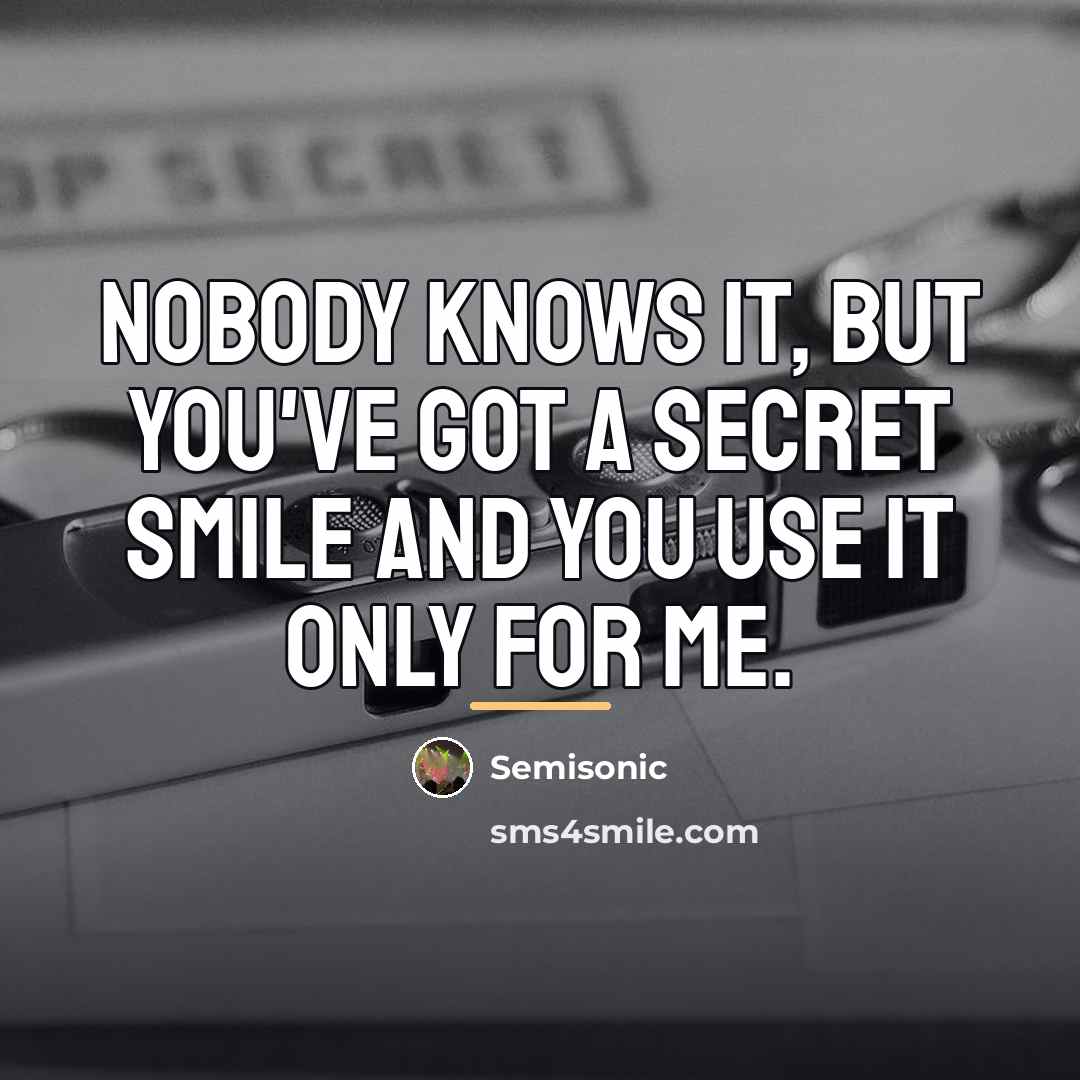 “Nobody knows it, but you've got a secret smile and…” quote by Semisonic