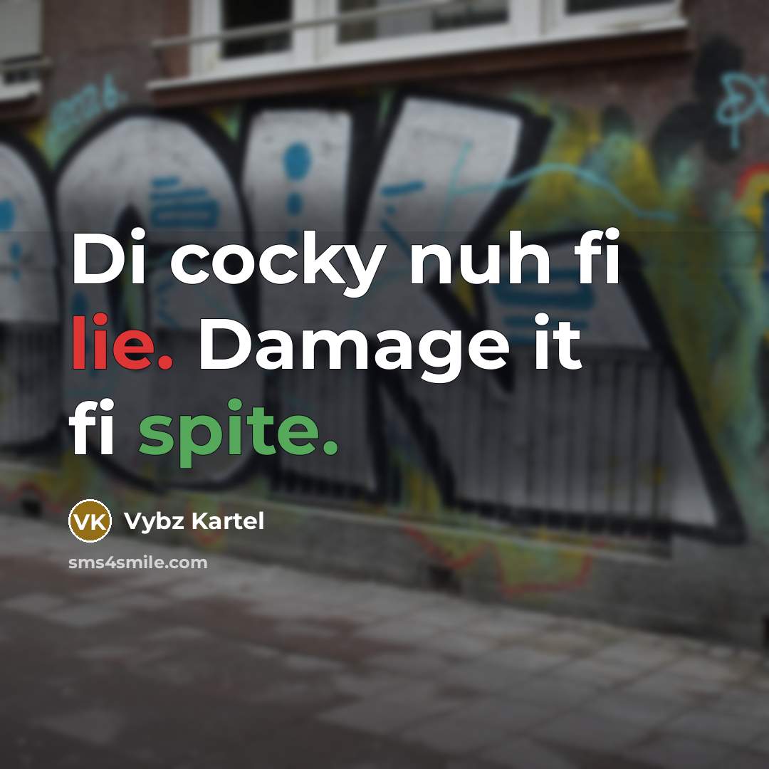 “Di cocky nuh fi lie. Damage it fi spite.…” quote by Vybz Kartel