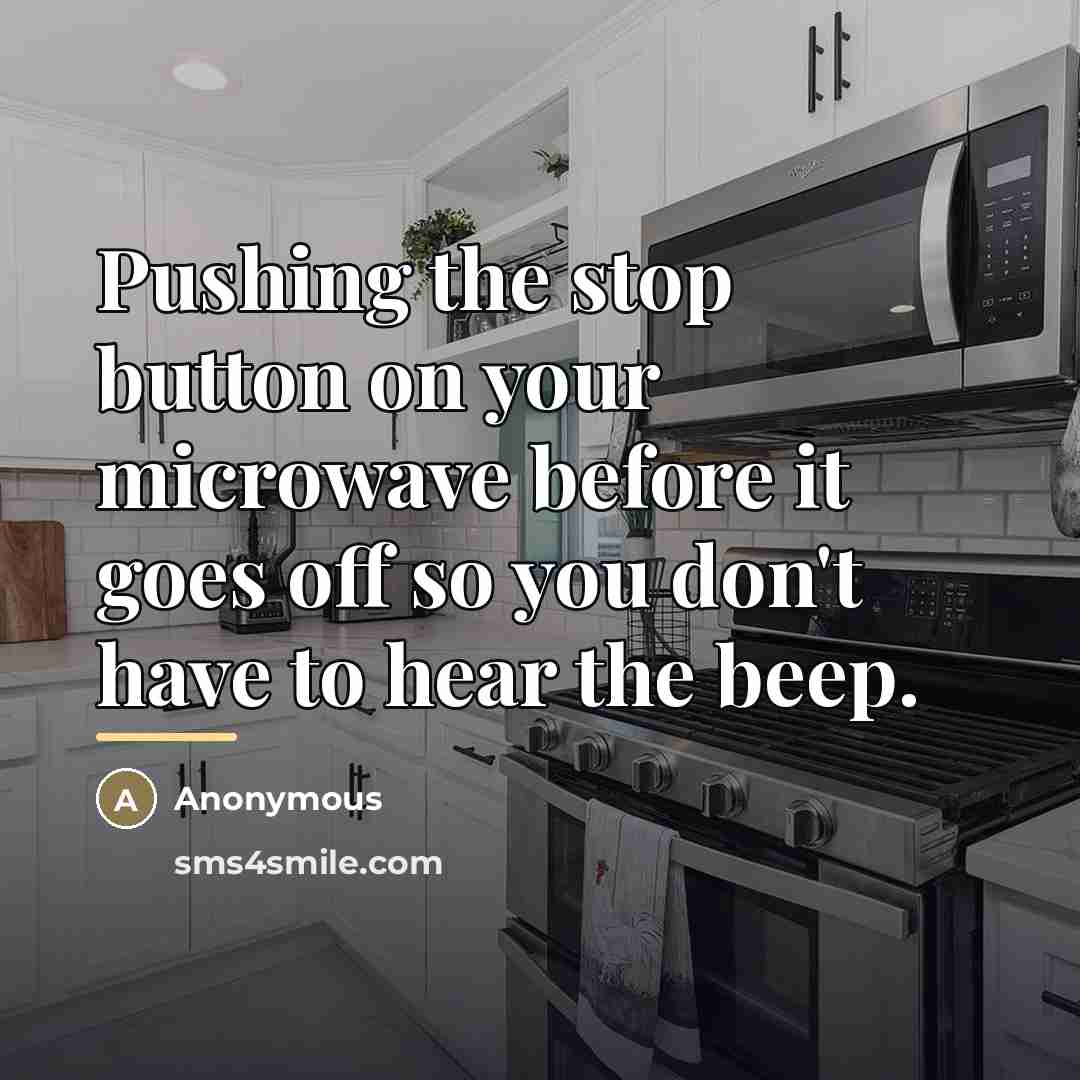 “Pushing the stop button on your microwave before it goes…” quote by Anonymous