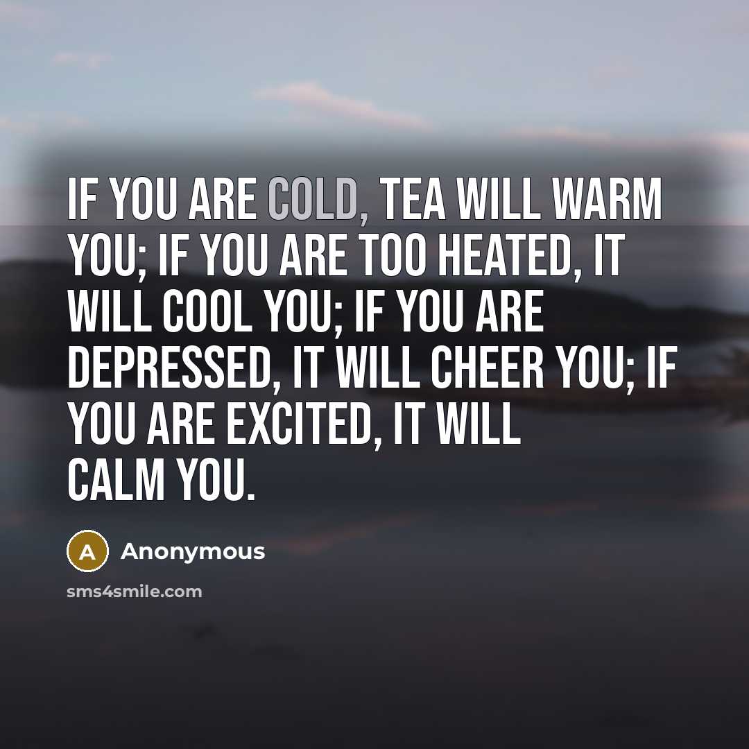 “If you are cold, tea will warm you; if you…” quote by Anonymous