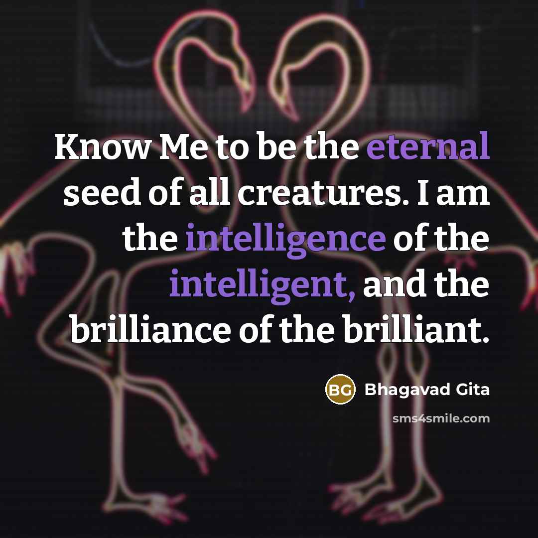 “Know Me to be the eternal seed of all creatures. I am the intelligence of the intelligent, and the brilliance of the brilliant.” quote by Bhagavad Gita