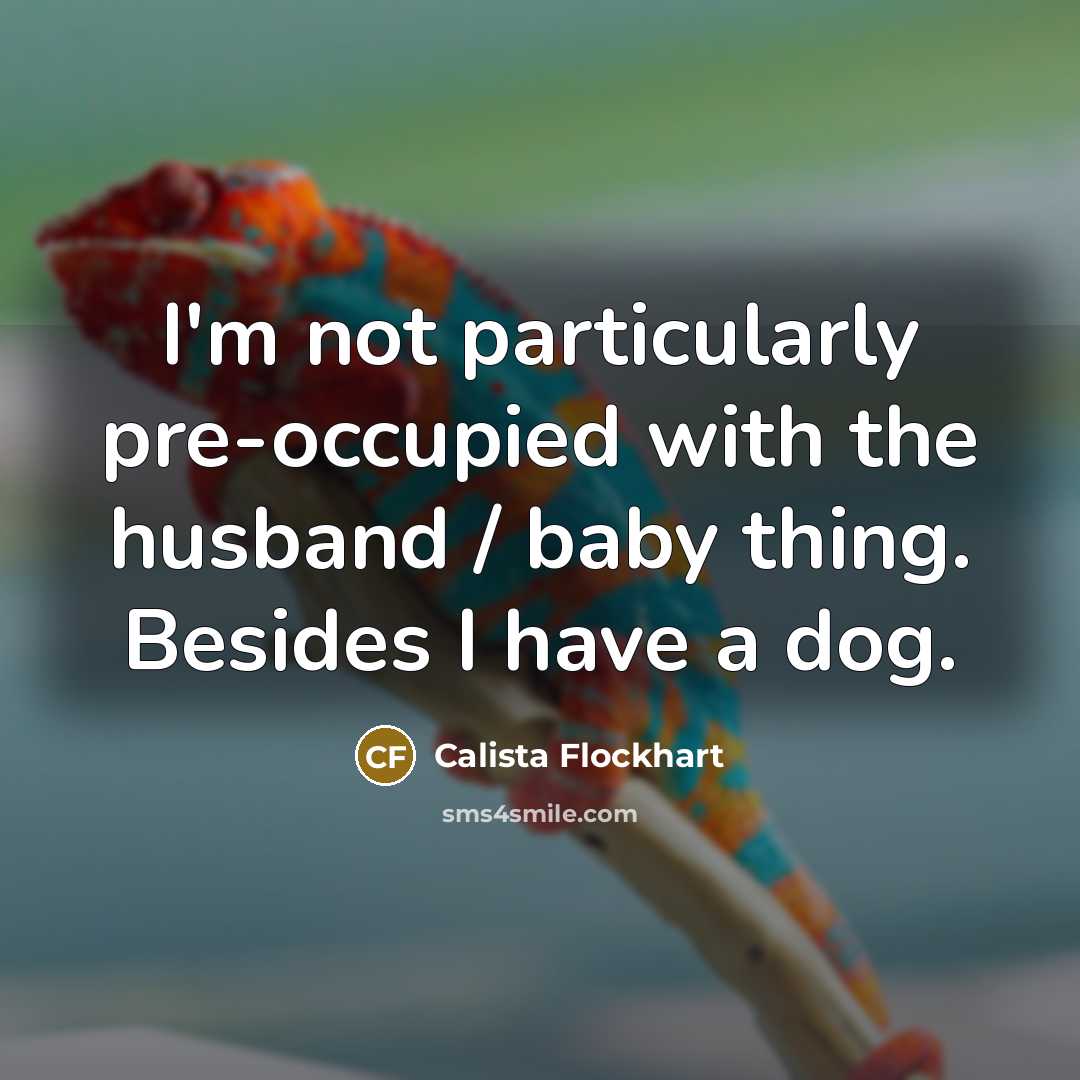 “I'm not particularly pre-occupied with the husband / baby thing. Besides I have a dog.” quote by Calista Flockhart
