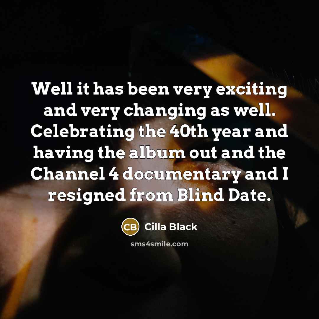 “Well it has been very exciting and very changing as…” quote by Cilla Black
