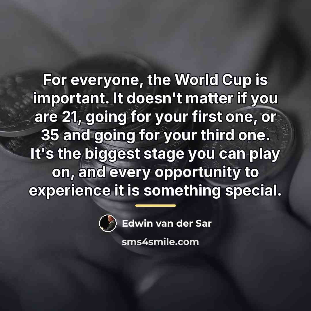 “For everyone, the World Cup is important. It doesn't matter…” quote by Edwin van der Sar
