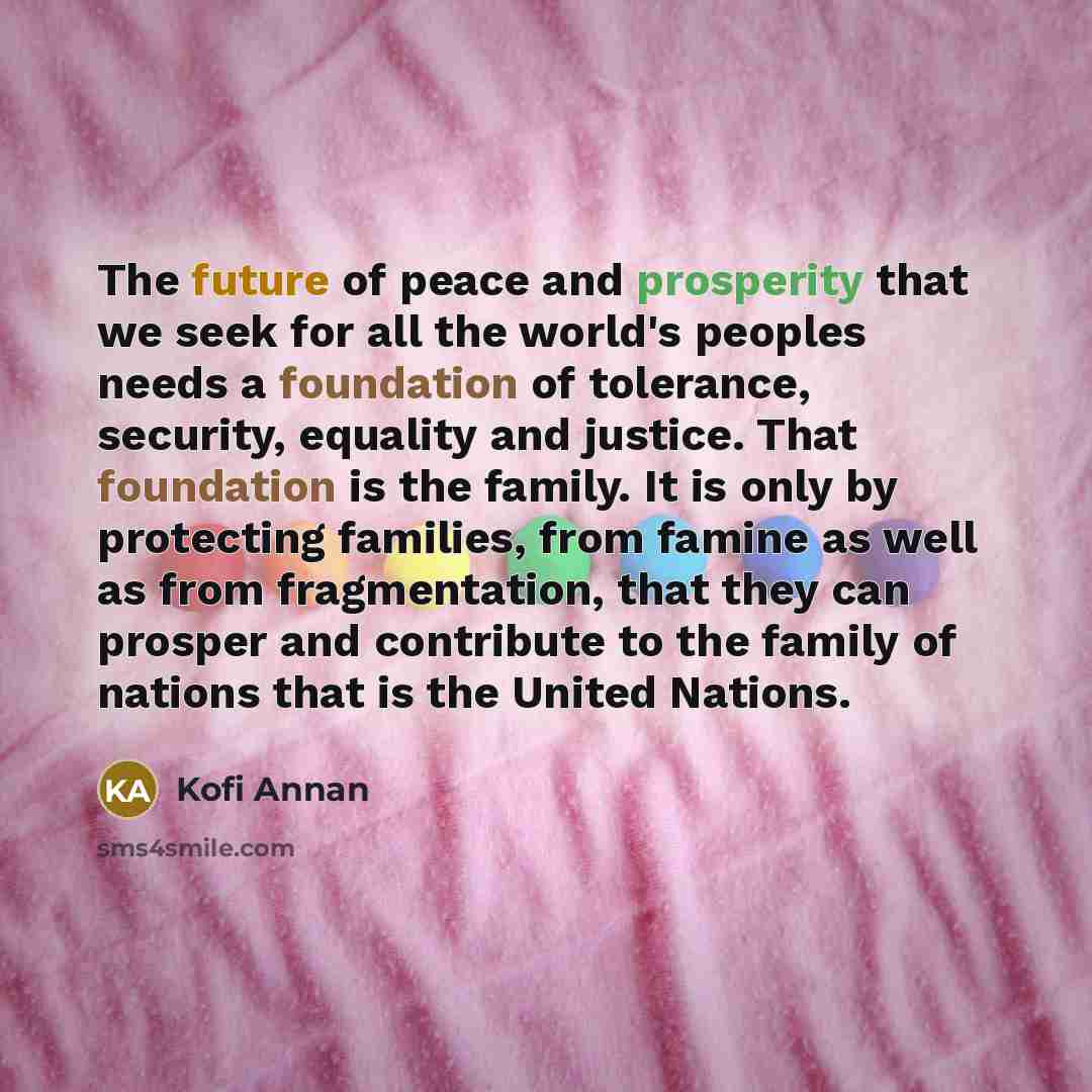 “The future of peace and prosperity that we seek for…” quote by Kofi Annan