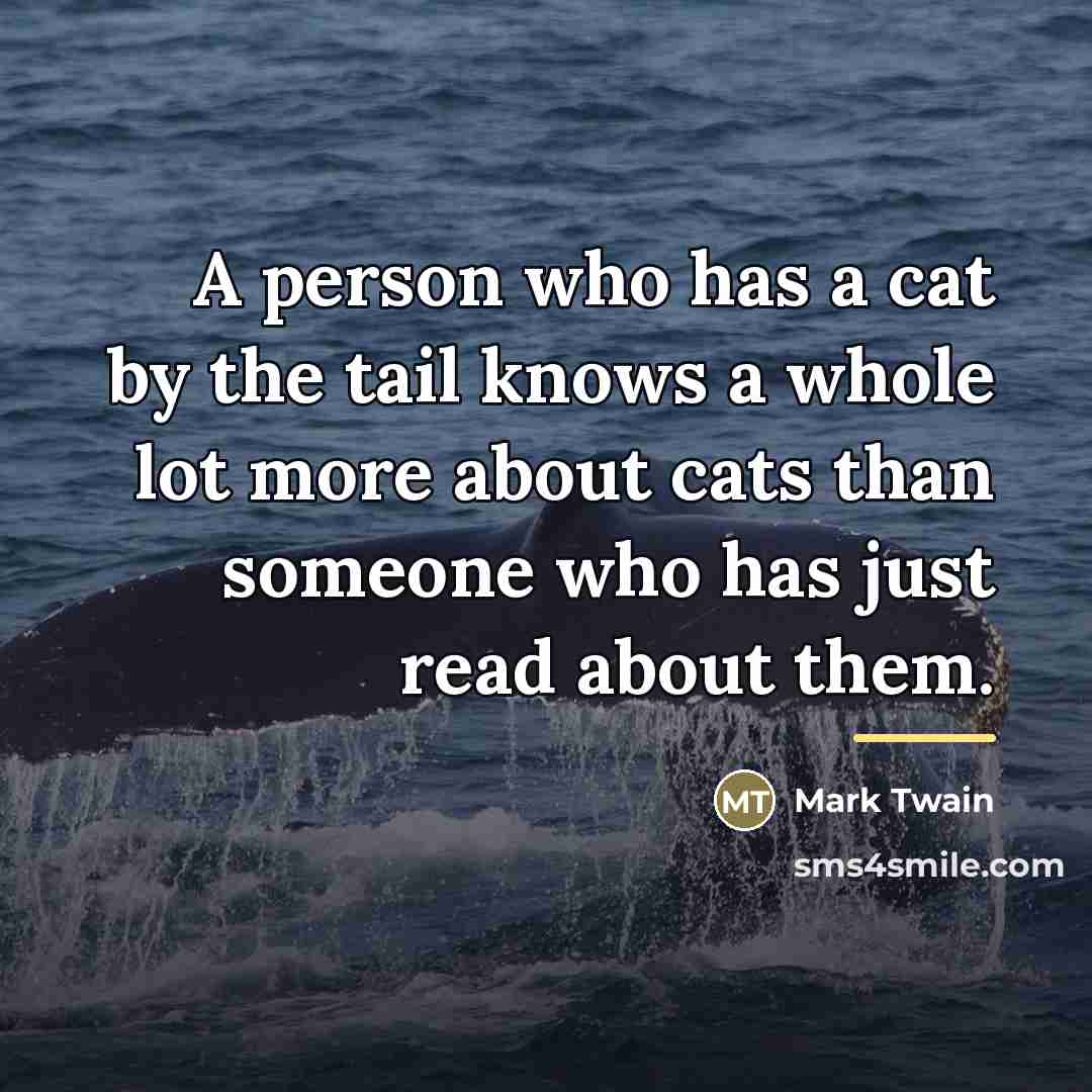 “A person who has a cat by the tail knows…” quote by Mark Twain