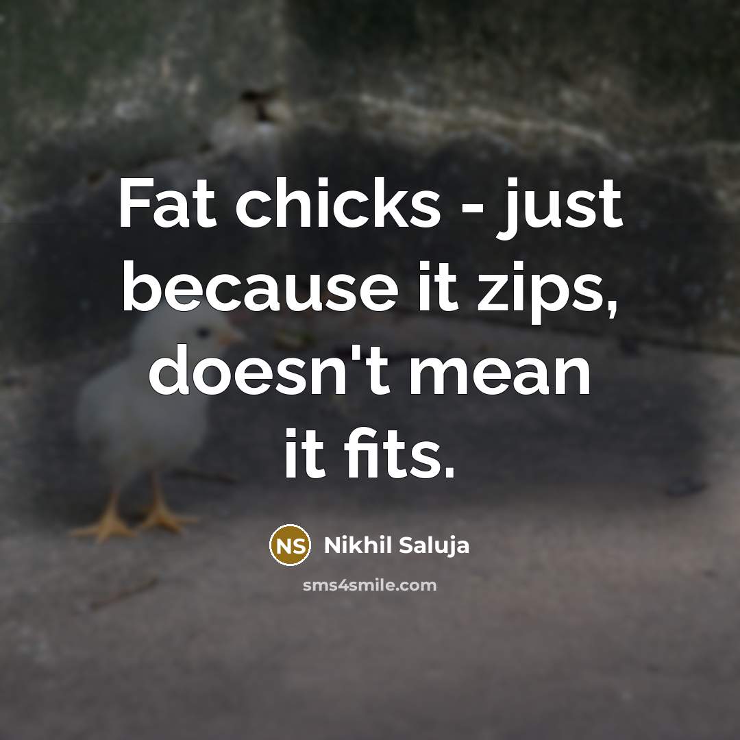 “Fat chicks - just because it zips, doesn't mean it…” quote by Nikhil Saluja