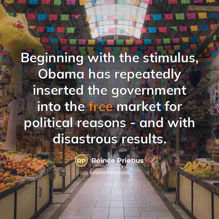“Beginning with the stimulus, Obama has repeatedly inserted the government…” quote by Reince Priebus