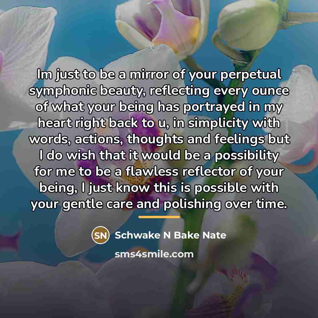 “Im just to be a mirror of your perpetual symphonic…” quote by Schwake N Bake Nate