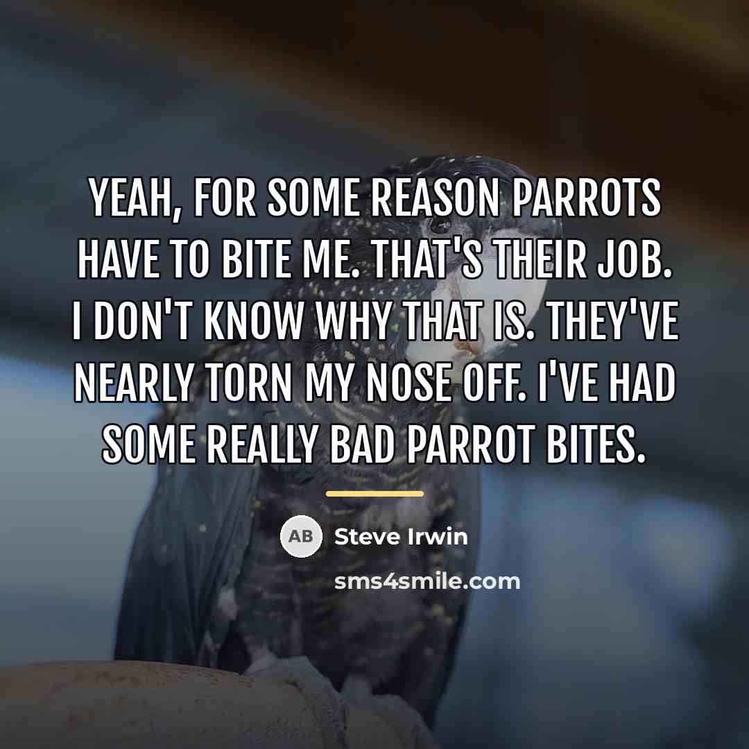 “Yeah, for some reason parrots have to bite me. That's…” quote by Steve Irwin