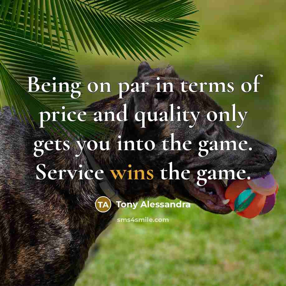 “Being on par in terms of price and quality only…” quote by Tony Alessandra