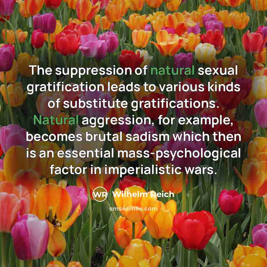 “The suppression of natural sexual gratification leads to various kinds…” quote by Wilhelm Reich