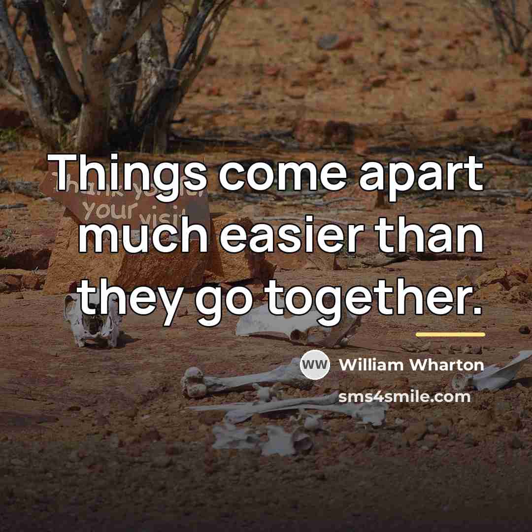 “Things come apart much easier than they go together.…” quote by William Wharton