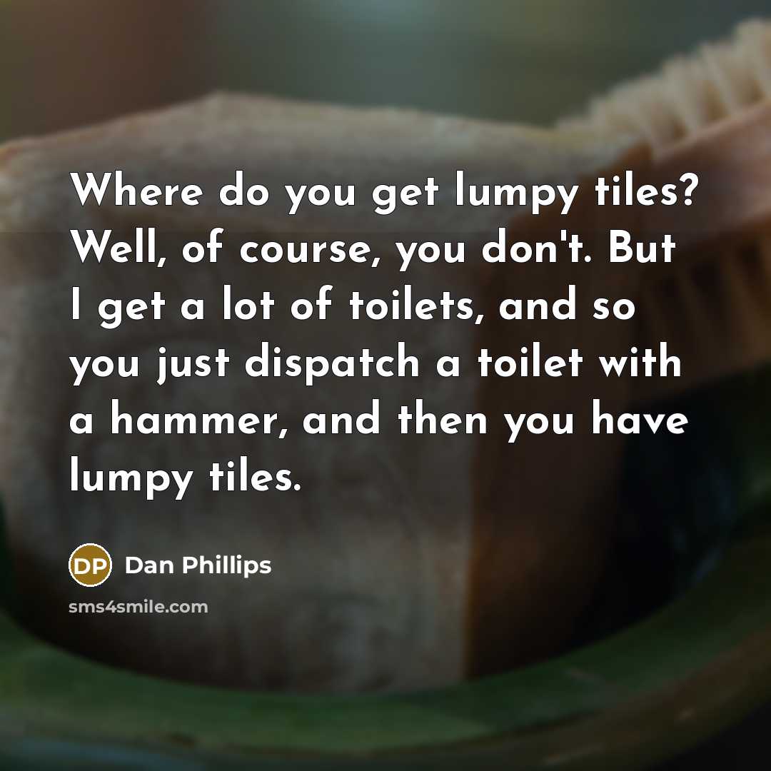 “Where do you get lumpy tiles? Well, of course, you…” quote by Dan Phillips
